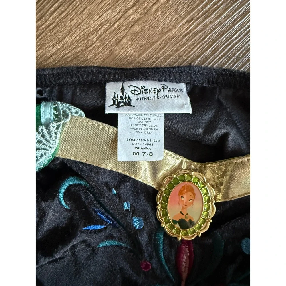 Disney Parks Anna Frozen Coronation Costume Dress Green Gold Girls Size 7/8 - Picture 2 of 6